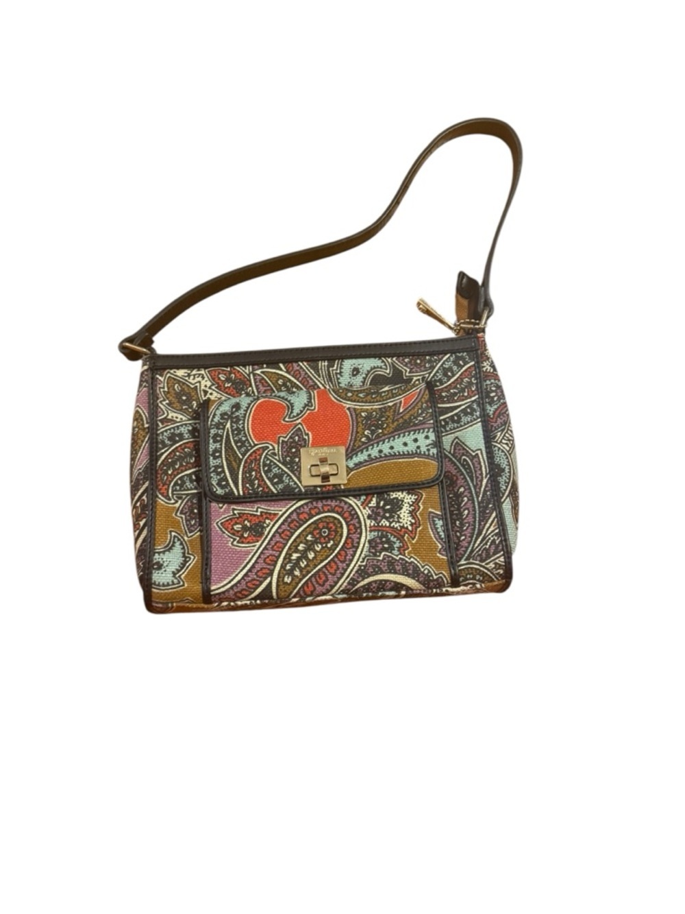 Spartina Paisley-Pattern Shoulder Bag in Multicolor and Brown Trim